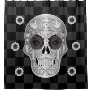 Chrome Calavera (Rose noir) Douche rideau