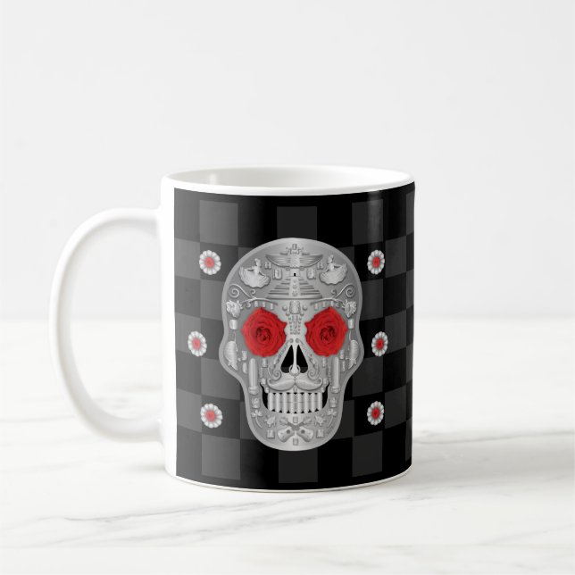 Chrome Calavera (Rote Rose) Kaffee Tasse (Links)