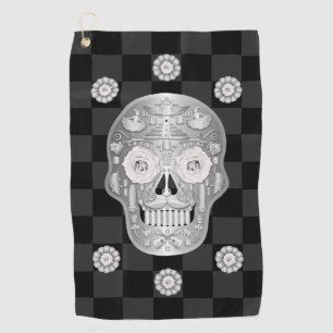 Chrome Calavera (White Rose) Golf Handtuch