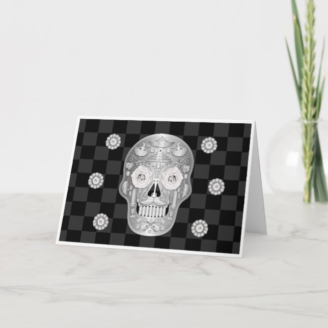 Chrome Calavera (White Rose) Karte (Vorderseite)
