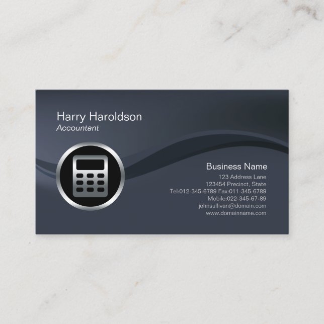 Chrome Calculator Icon Accountant Business Card Visitenkarte (Vorderseite)