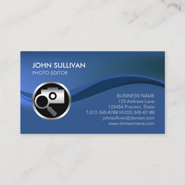 Chrome Camera Icon Photographer Business Card Visitenkarte (Vorderseite)