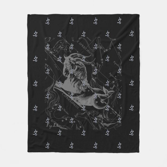 Chrome Capricorn Zodiac Symbol auf Hevelius Fleecedecke (Vorderseite)