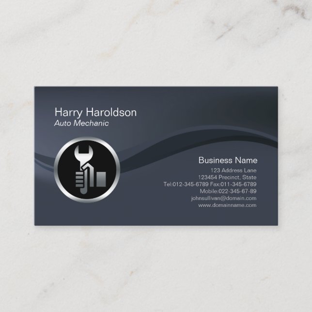 Chrome Car Wrench Auto Mechanical Business Card Visitenkarte (Vorderseite)