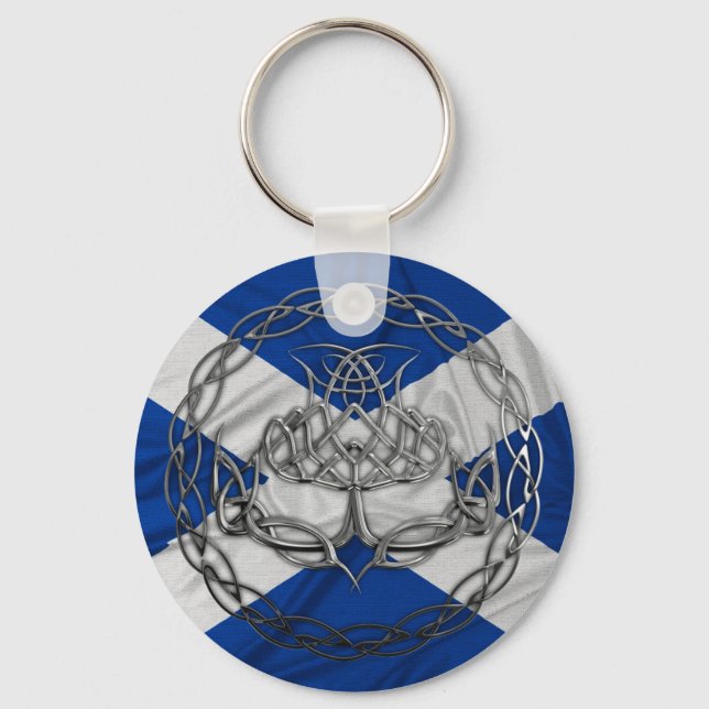 Chrome Celtic Knot Thistle Schlüsselanhänger (Vorderseite)