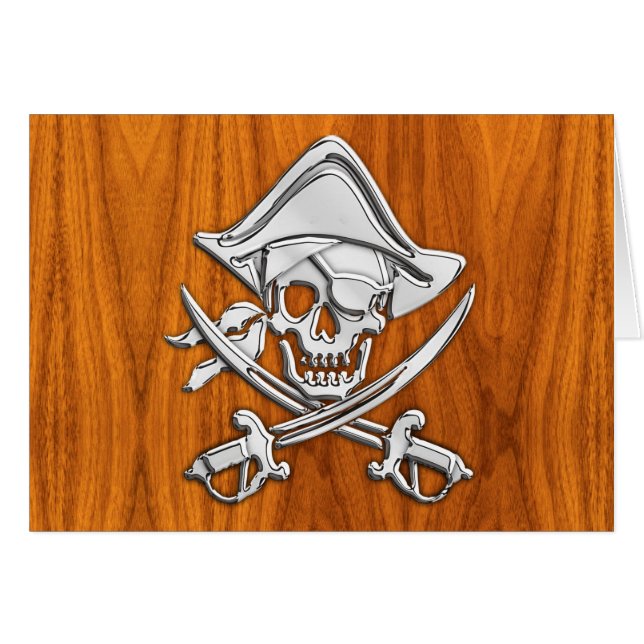 Chrome comme Pirate sur la plaque de teck (Devant horizontal)