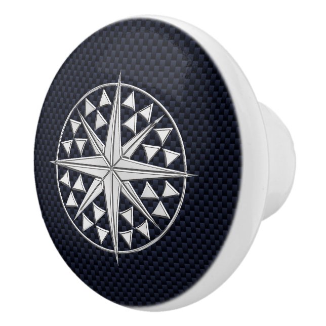 Chrome Compass auf Nautical Navy Carbon Fibre Prin Keramikknauf (Rechts)