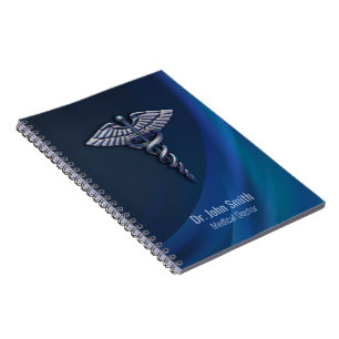 Chrome Dark Caduceus Holographic 3D Medical Notizblock