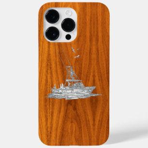 Chrome Deep Sea Fishing Boot auf Teak Veneer Print Case-Mate iPhone 14 Pro Max Hülle