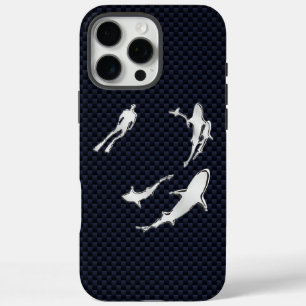 Chrome Diver mit Haien auf Kohlenstofffaser iPhone 16 Pro Max Hülle
