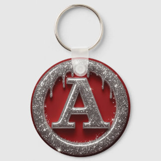 Chrome Drip Letter A Monogram Glitter Icon Schlüsselanhänger
