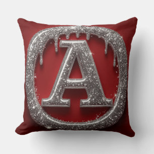 Chrome Drip Letter A Monogram Glitzer Icon Kissen