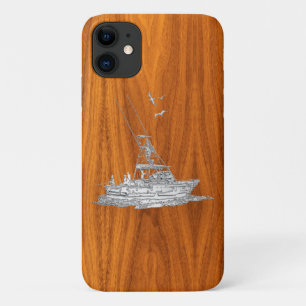 Chrome-Fischerboot im Teak Wood Grain Dekor Case-Mate iPhone Hülle