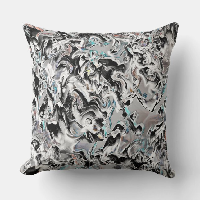 Chrome Flecken mit Farbverlauf oder Rauch, Schwarz Kissen (Vorderseite)