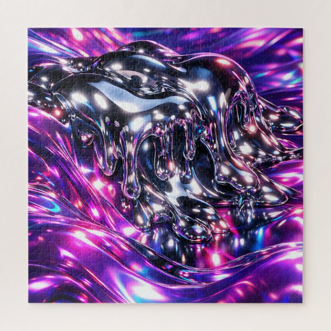 Chrome Flüssig Violett Abstrakt (Vertikal)