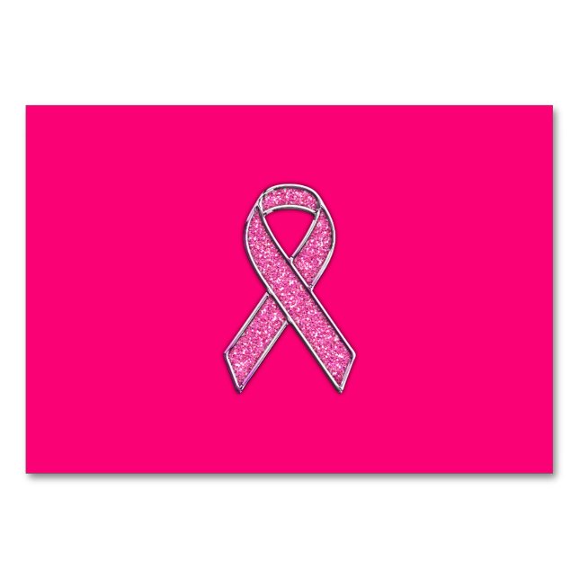 Chrome Glitzer Style Rosa Band-Bewusstsein Tischnummer (Vorderseite)