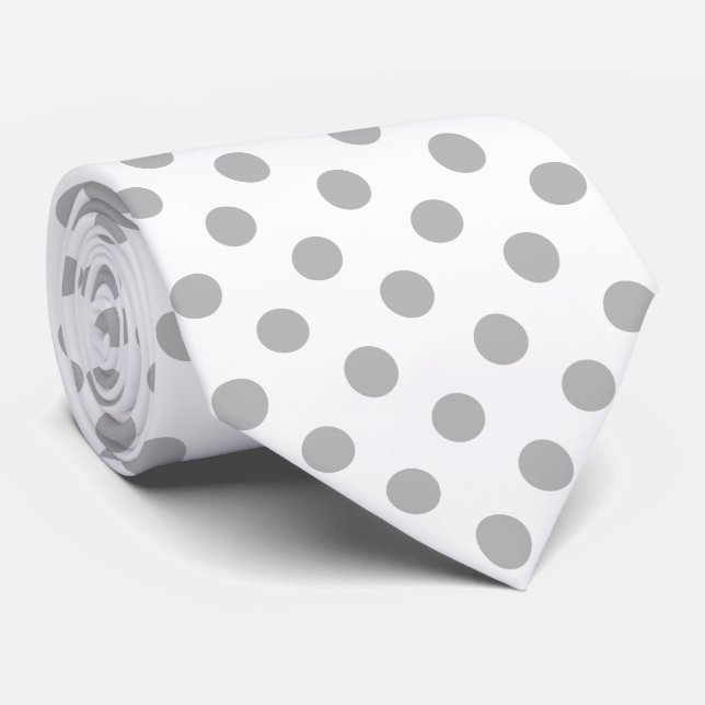 Chrome Gray Polka Dots Circles Krawatte (Gerollt)