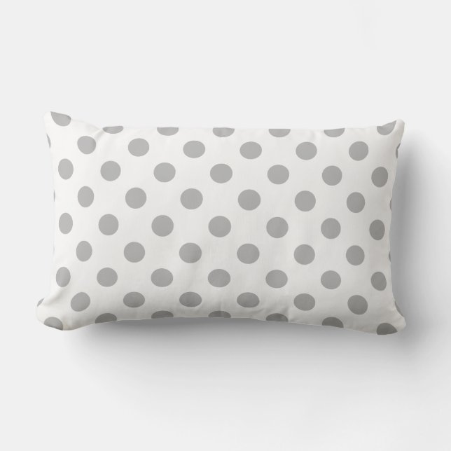 Chrome Gray Polka Dots Circles Lendenkissen (Vorderseite)