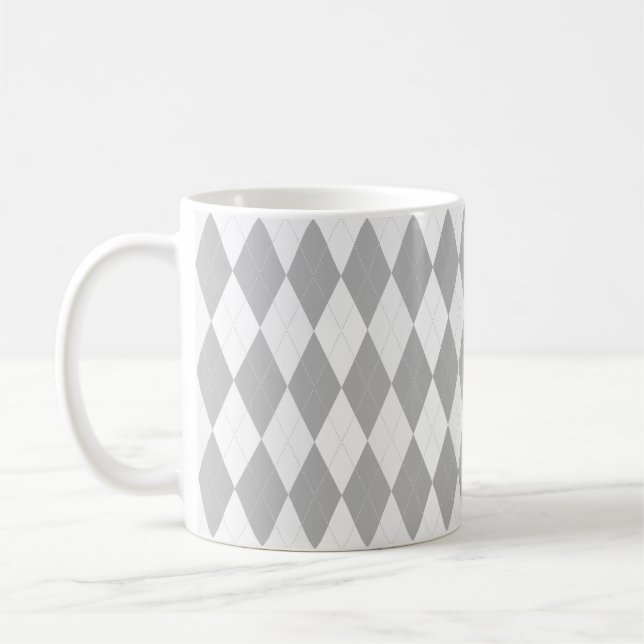 Chrome Gray Raute hellgrau Kleine Diamantform Kaffeetasse (Links)