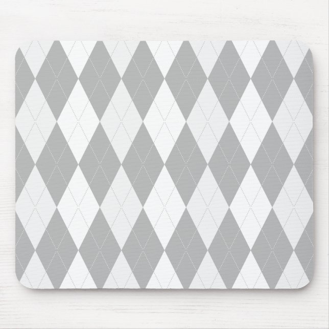 Chrome Gray Raute hellgrau Kleine Diamantform Mousepad (Vorne)