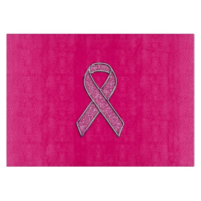 Chrome Gürtelter Glitzer Stil Rosa Band Bewusstsei Schneidebrett (Vorderseite)
