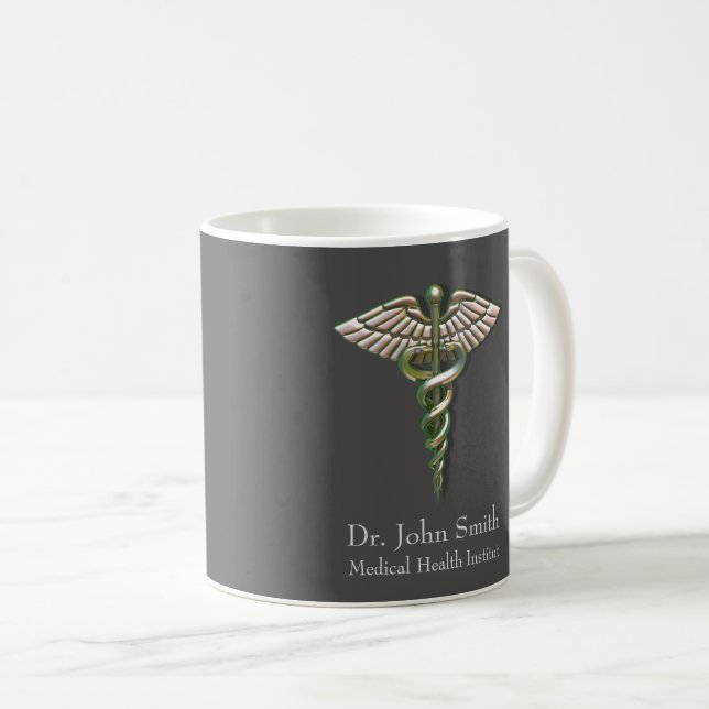 Chrome Holographic 3D Medical Caduceus Kaffeetasse (VorderseiteRechts)