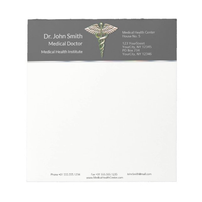 Chrome Holographic 3D Medical Caduceus Notizblock (Vorderseite)
