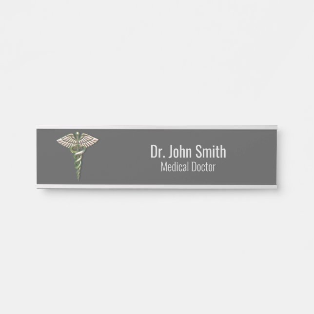 Chrome Holographic 3D Medical Caduceus Türschild (Vorderseite )