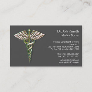Chrome Holographic 3D Medical Caduceus Visitenkarte