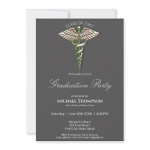 Chrome Holographic Caduceus Abschluss Einladung