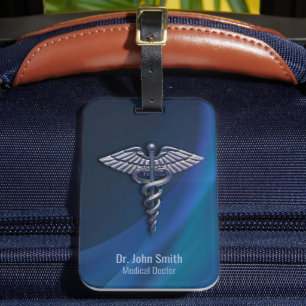 Chrome Holographic Dark 3D Medical Caduceus Gepäckanhänger