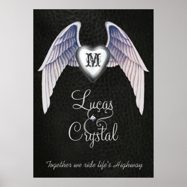 Chrome & Imitate Leather Winged Heart Poster (Vorne)