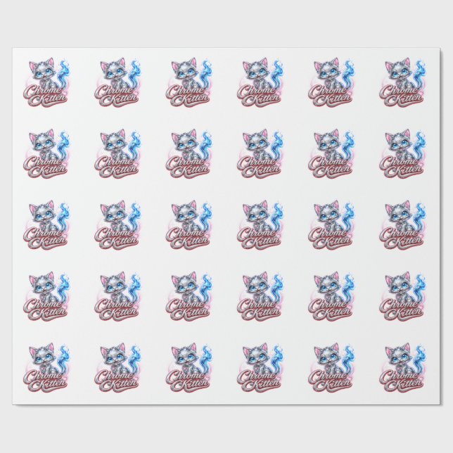 CHROME KITTEN Glanz-Verpackungspapier Geschenkpapier (Flach)
