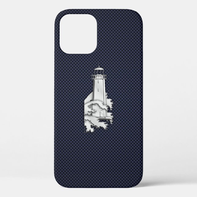Chrome Lighthouse on Carbon Fiber Print Case-Mate iPhone Hülle (Rückseite)