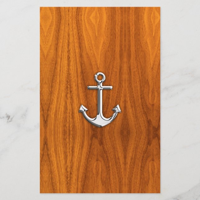 Chrome Like Anchor auf Teak Veneer Briefpapier (Vorderseite)