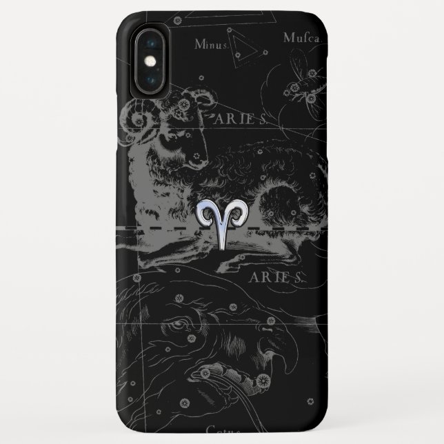 Chrome like Aries Zodiac Symbol on Hevelius Case-Mate iPhone Hülle (Rückseite)