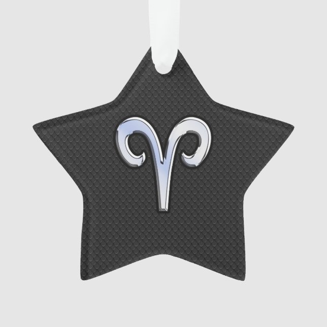 Chrome like Aries Zodiac Symbol Ornament (Vorderseite)