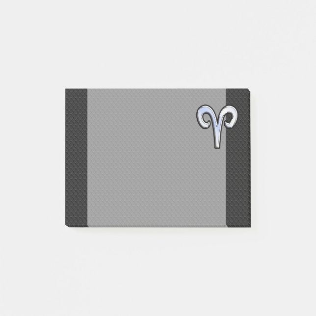 Chrome like Aries Zodiac Symbol Post-it Klebezettel (Vorderseite)