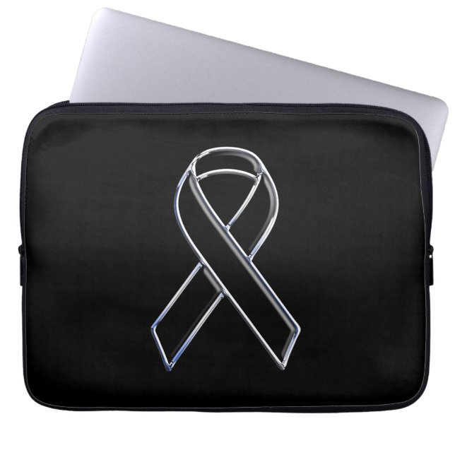 Chrome like Black Ribbon Awareness Laptopschutzhülle (Vorderseite)
