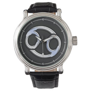 Chrome like Cancer Zodiac Sign auf Schlange Haut S Armbanduhr