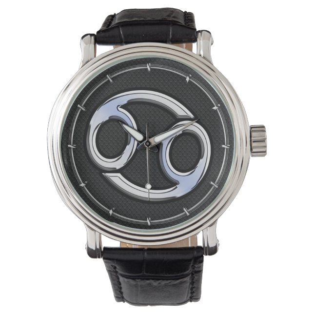Chrome like Cancer Zodiac Sign auf Schlange Haut S Armbanduhr (Vorderseite)