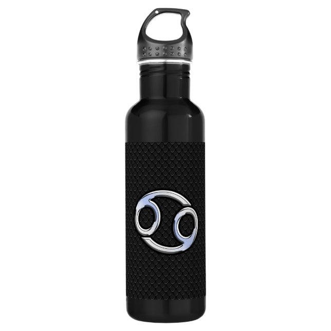 Chrome like Cancer Zodiac Sign auf Schlange Haut S Edelstahlflasche (Vorderseite)