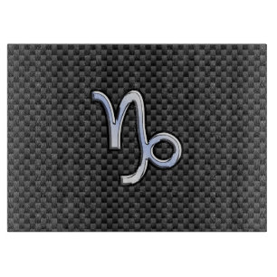 Chrome like Capricorn Sign Black Carbon Fiber Schneidebrett