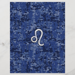 Chrome Like Leo Sign on Navy Blue Digital Camo