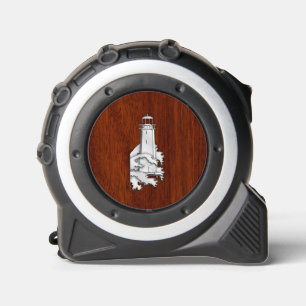 Chrome Like Lighthouse auf Nautical Mahogany Print Maßband