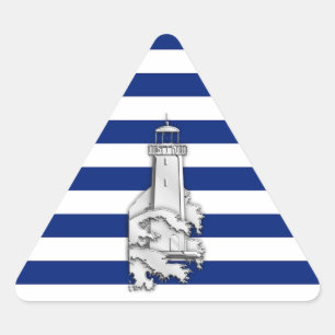 Chrome Like Lighthouse auf Nautical Stripes Dreieckiger Aufkleber