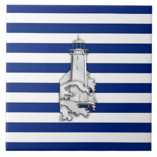 Chrome Like Lighthouse auf Nautical Stripes Fliese