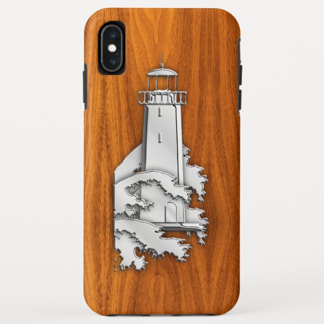Chrome Like Lighthouse auf Teak Wood Case-Mate iPhone Hülle (Rückseite)
