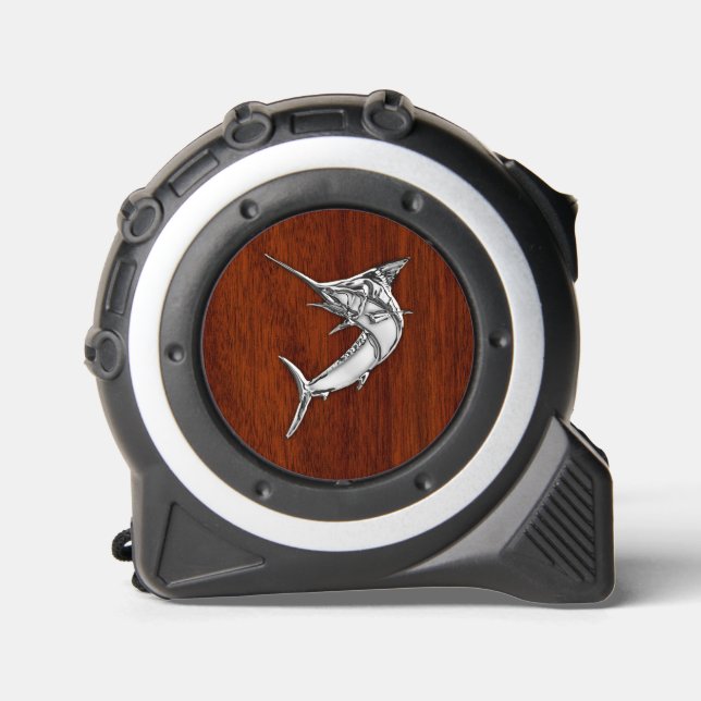 Chrome Like Marlin auf Nautical Mahogany Print Maßband (Vorderseite)