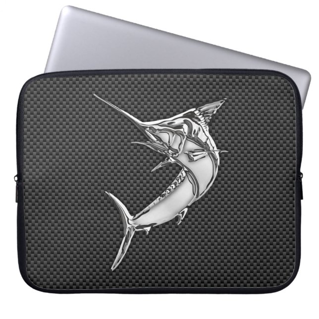 Chrome Like Marlin on Carbon Fiber Decor Laptopschutzhülle (Vorderseite)